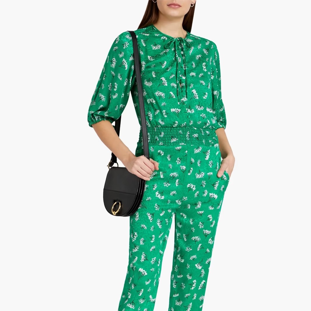 Maje Pizelle Floral Print Jacquard Jumpsuit